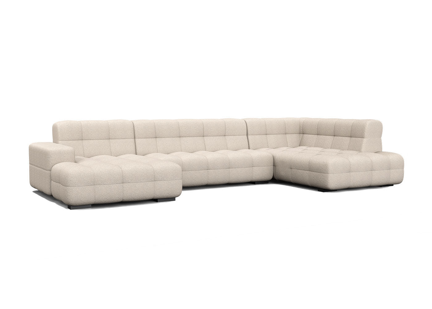 Kubus grote u-bank met eiland in beige - Links